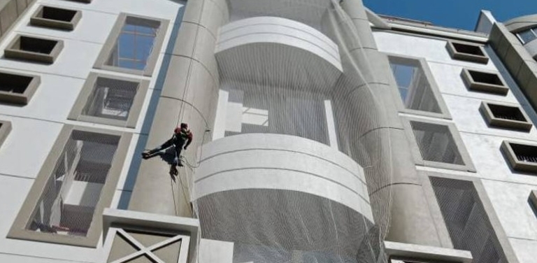 Building Covering Safety Nets